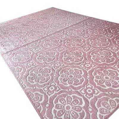 Two Pink & White Floral Patio Rugs (118’’ x 94’’ Each)