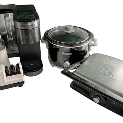 Kitchen Appliances - Keurig, Coffee Grinder, Crock-Pot, Panini Press, & Knife Sharpener
