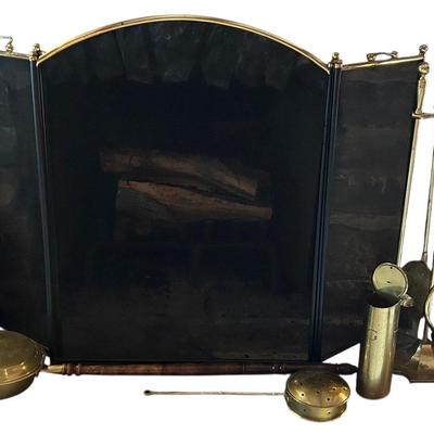 Brass Fireplace Tools, Copper & Metal Buckets, Screen, & More 