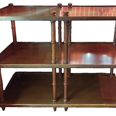Mid-Century Faux Bamboo Wooden Bookshelf