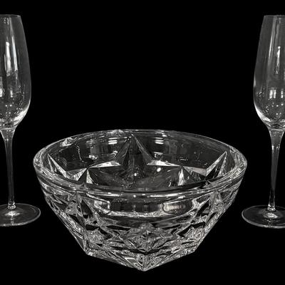 Tiffany & Co. Crystal Bowl & Wine Glasses