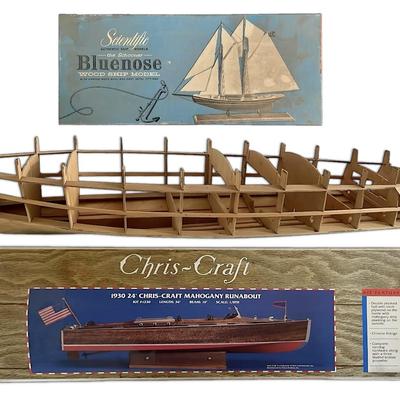 Dumas 1930 Chris-Craft Mahogany Runabout Boat Kit & Scientific Bluenose Wooden Ship Model