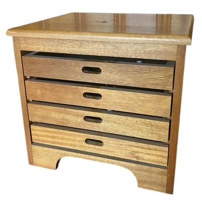 Vintage Wooden 4-Drawer End Table w/ Built-In Board Games!
