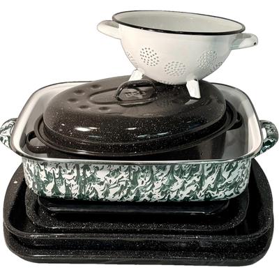 Enamelware Roaster Pans & Strainer