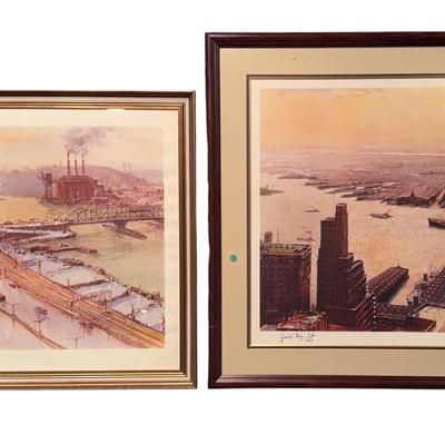 Set Of 2 Signed City Prints By Jack Gray
