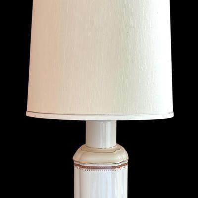 Cream Shade Table Lamp w/ Browns & Gold Accents