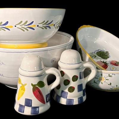 Hand Painted Ceramic Serving Dishes - Made in Italy, Hungary, & Portugal