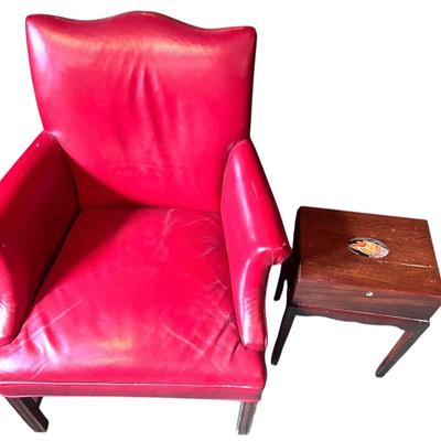 Vintage Red Chair And Table
