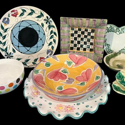 Floral Ceramics - Including Villeroy & Bach Polka Dot Bowl