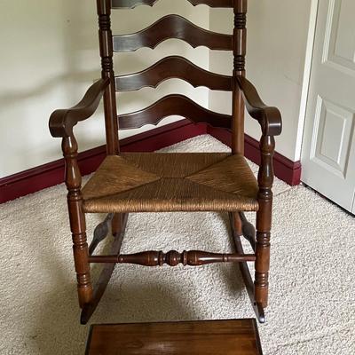 Rocking Chair and Wood Footstool