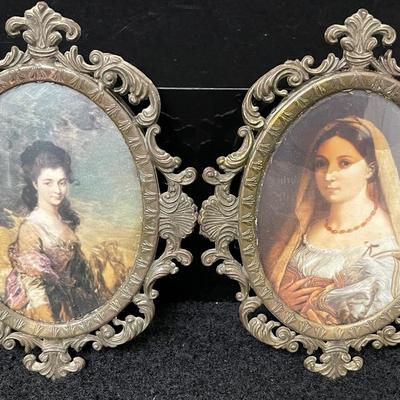 Antique Brass Framed Portraits