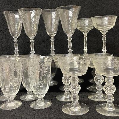 Assortment of Wine, Champagne, and Other Glassware