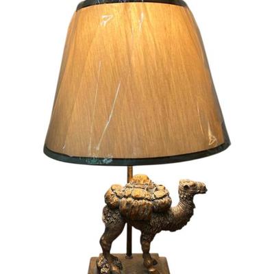Vintage Brass Camel Harp Lamp