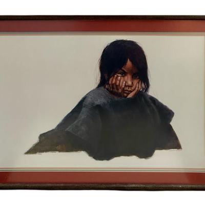 Native Child Portrait Art Signed by Robert Allen