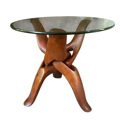Mid-Century Interlocking Wood Tripod Table