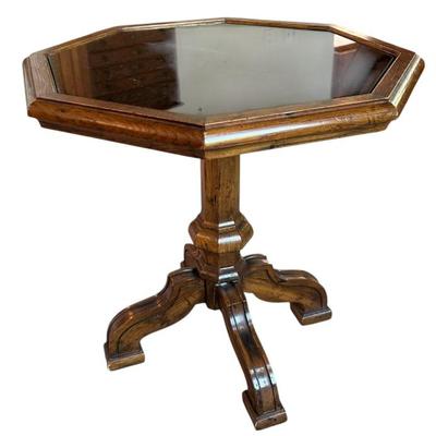 Mid Century Heritage Octagonal Side Table with Smoked Glass