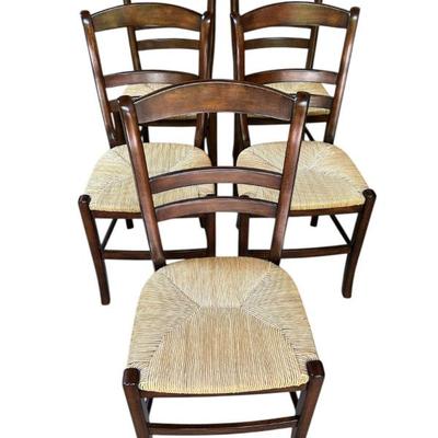 Pottery Barn Rush Bottom Wood Chairs