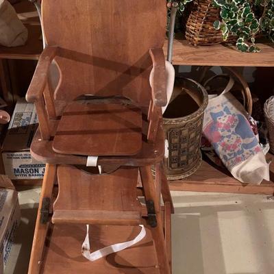 Antique Wooden High Chair 