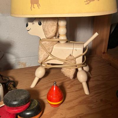 Vintage Poodle Nursery Lamp w/ Shade and Vintage Yo-Yo's 