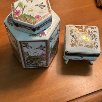 Porcelain Decorative Items and Ginger Jar 