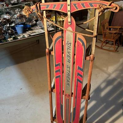 1950's Silver Streak Wooden Sled by Garton Toy Company 
