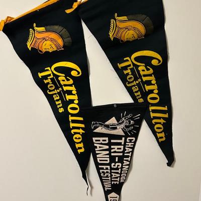 Vintage Pennants from Carrollton High School and 1969 Chattanooga Band Festival 