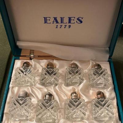 Eales 1779 Silverplate and Crystal Salt and Pepper Shakers 