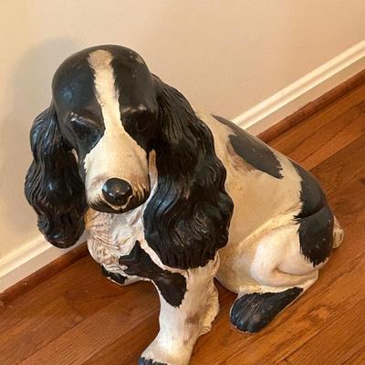 English Carved and Painted Spaniel Dog Sculpture 