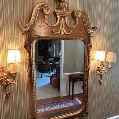 Vintage Hollywood Regency Large Wall Mirror 