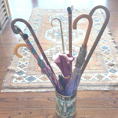 Umbrellas And Canes In Canister Set