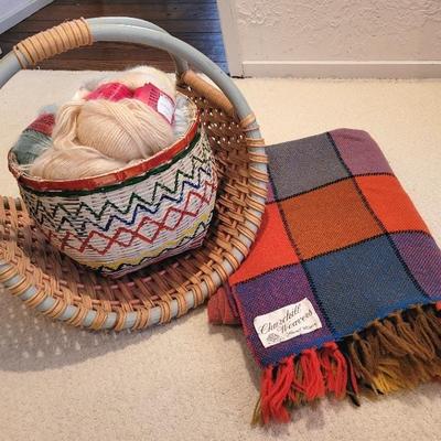 Churchill Weavers Wool Throw, Morlana Yarn And Flower Basket
