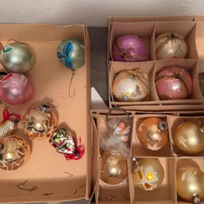Mercury Glass Angel 1940s-1950s & Pastel Colored Christmas Ornaments