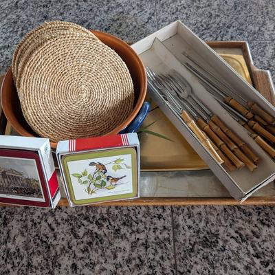 Serving Trays, Coasters And Fondue Forks