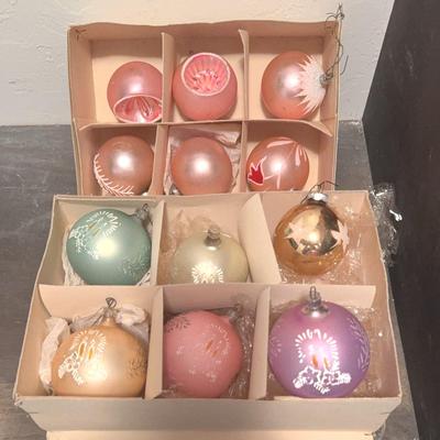 Vintage Pink Christmas Ornaments 