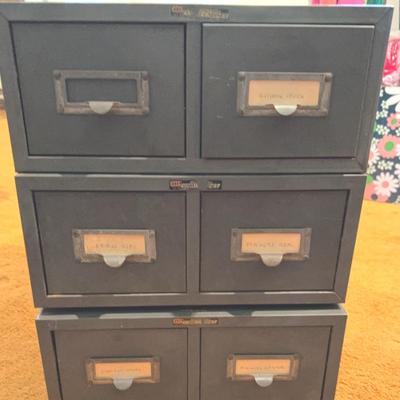 Industrial 1960s Index Card Drawers - Stackable 