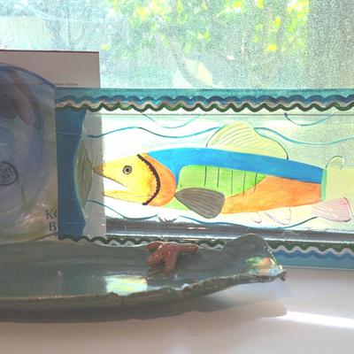 Ulrica Hydman-Vallien Kosta Boda Dish/Fish Plate/Seascape Pottery 