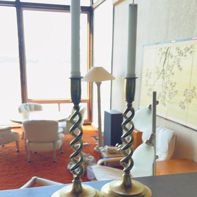 Twisted Brass Candlesticks 