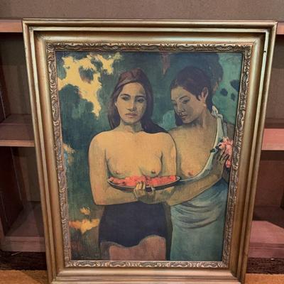 Two Tahitian Women Gauguin Vintage Framed Print 