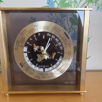 SEIKO Quartz Desk Mantle World Time Clock, International Date Line