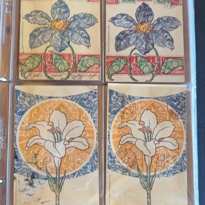 Collection of Antique Montage Postcards c1900's Artwork Composed by Old Postage Stamps #1