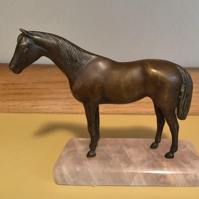 Bronze Horse on Pink Quartz Pedastal 