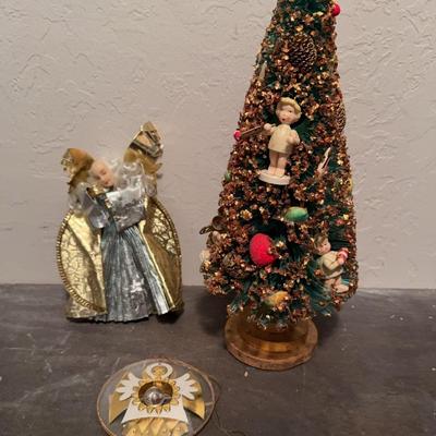 RESL LENZ Blown Glass Christmas Ornament/Nuremberg Angel Tree Topper//Mid Century Xmas Tree