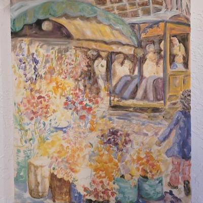 Flower Market Original Canvas Painting 