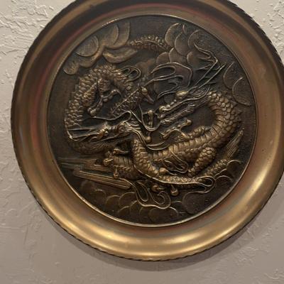 Two Dragon, 3-D Brass Plate