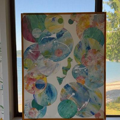 Original Abstract Art in Mid Century Frame 