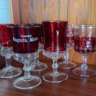 Selection of Cranberry Glass Stemware 
