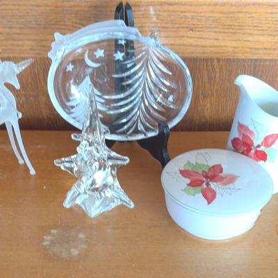 Block Spal Red Poinsettia by Mary Lou Goertzen/Silvestri Unicorn/Starry Nite/ToscanyGlass Tree 
