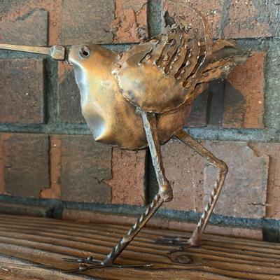 Mid Century Metal Bird Sculpture 