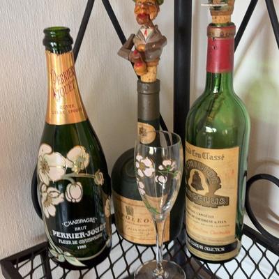 Perrier Jouet Bottle & Glass/Carved Bottle Stoppers 