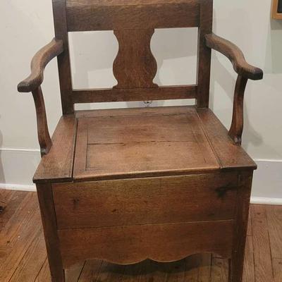 Antique Wooden Commode Chair
